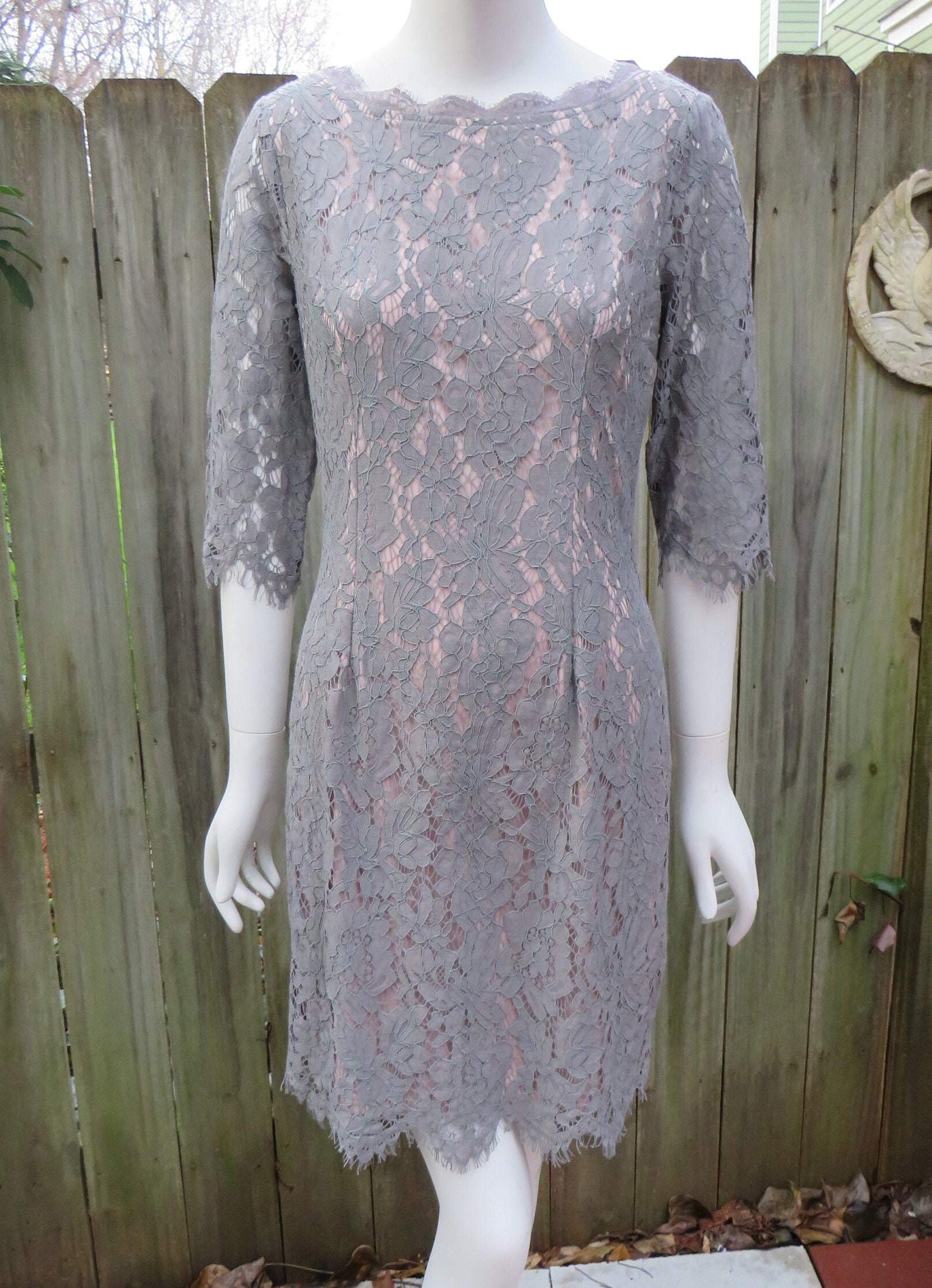 Gray Lace Dress - Etsy