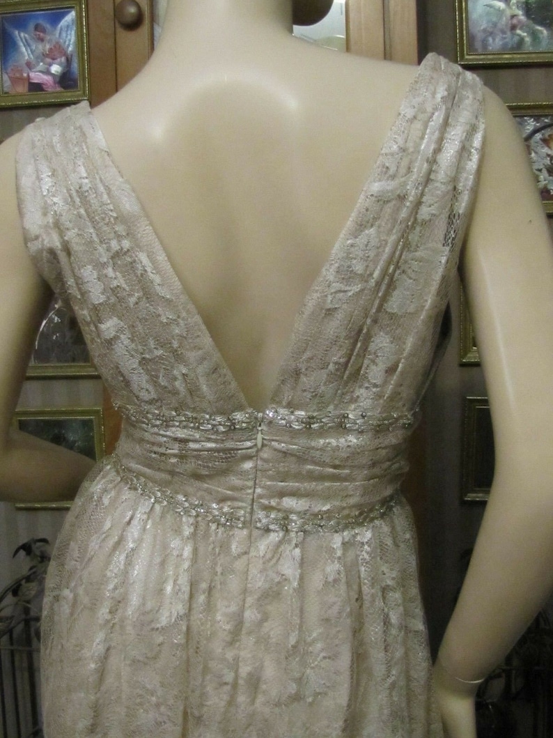 Kay Unger New York Champagne Lace Beaded /& Sequins Dress size 16