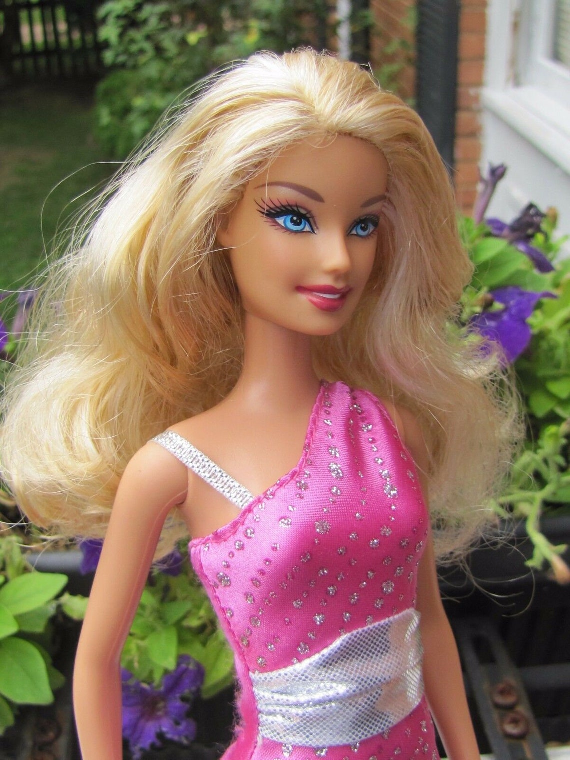Mattel Blonde Haired Blue Eyed Barbie Dressed in Long Pink & Etsy