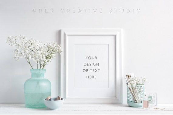 Styled Stock Photography White Picture Frame With Babys Styled Stock Photography White Picture Frame With Babys