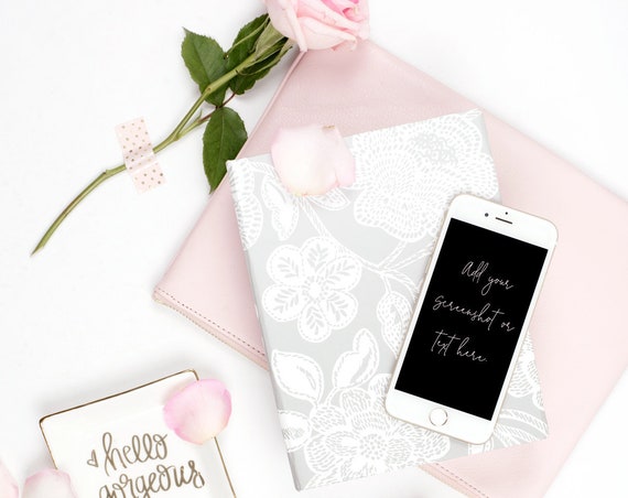 Portrait Styled Stock Photography Iphone Mockup Roses