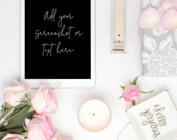 Portrait Styled Stock Photography Ipad Mockup Roses