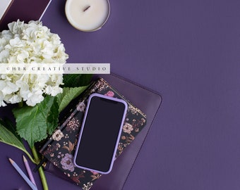 Portrait Styled Stock Photo, Mock Up, Smartphone Stock Image, Digital Image, Stock Photo, Purple Stock Photo