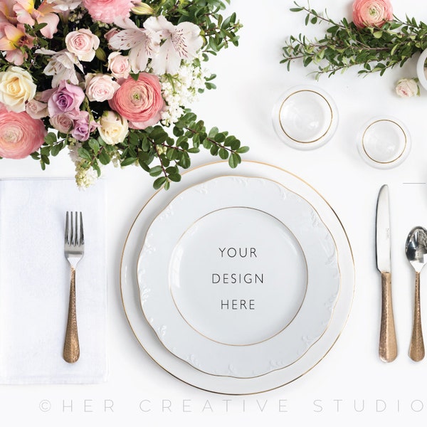 Styled Stock Photography | Dinner Plate setting Mockup for Menu Card or name cards | Styled Photography | Digital Image