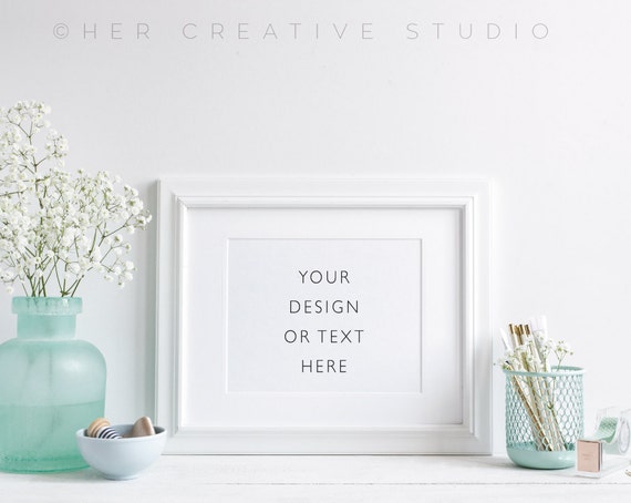Styled Stock Photography Landscape White Picture Frame With