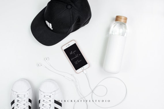 Styled Stock Photography Flatlay Sneakers And Iphone Styled Stock Photography Flatlay Sneakers And Iphone