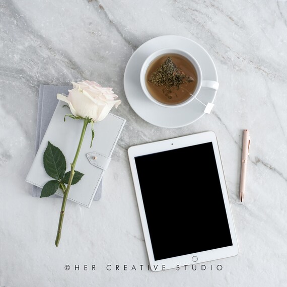 Square Styled Stock Photography Ipad Mockup Cup Of