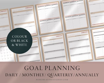 Goal Planning | Daily Goal Planner | Quarterly Goal Planner  | Monthly Goal Planner | Annual Goal Planner | Printable | Instant Download