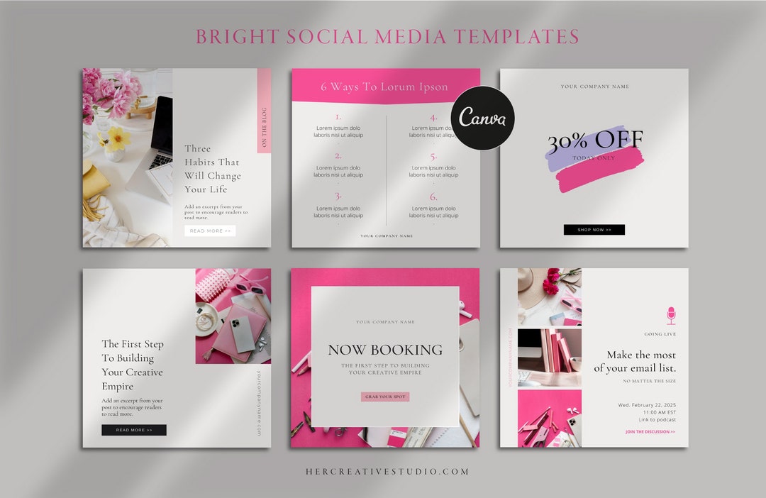 Social Media Templates | Canva Templates | Instagram Template | Bright ...