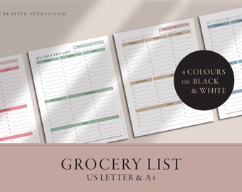 Grocery List Printable | Food Shopping List | Meat & Dairy Grocery Food list | Grocery Checklist | Instant Download