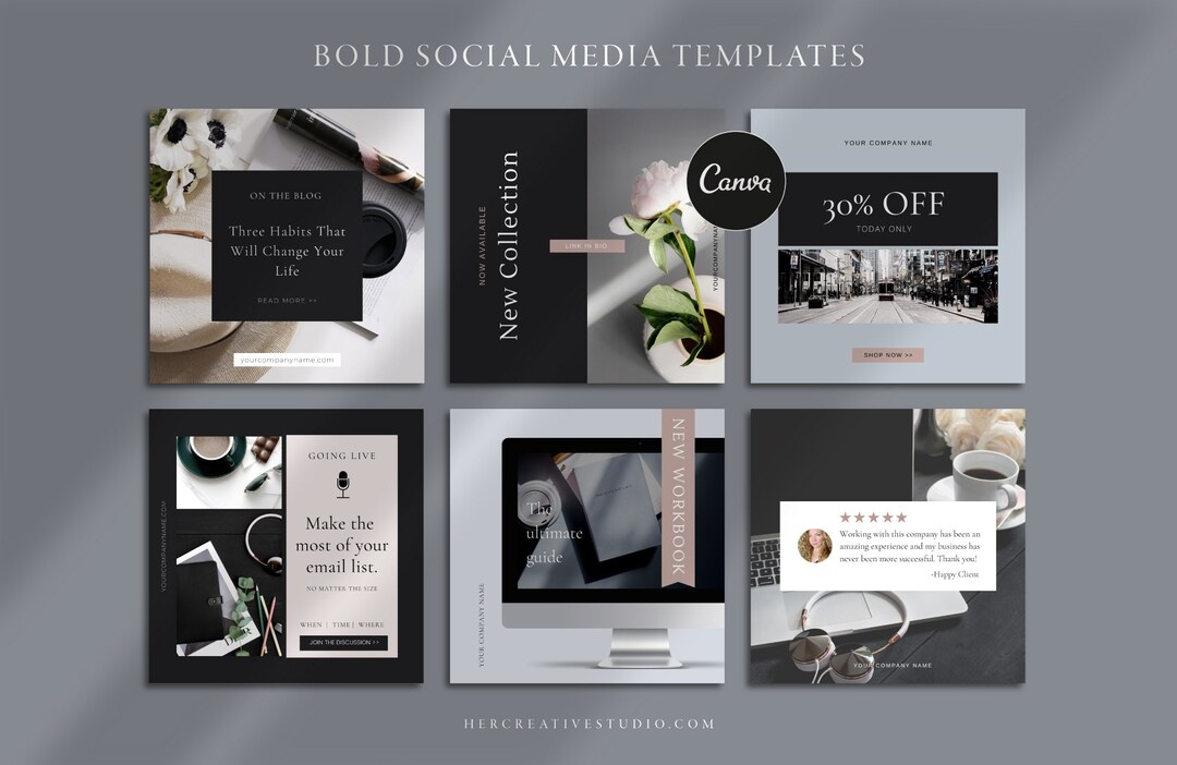 Bold Social Media Canva Templates: Instagram & Pinterest (digital ...