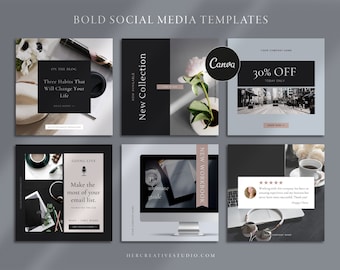 Social Media Templates | Canva Templates | Instagram Template | Bold Colours | Pinterest Template | Instant Download