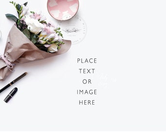 Styled Stock Photography | Wrapped bouquet of pink flowers | Styled Desktop | Website Banner