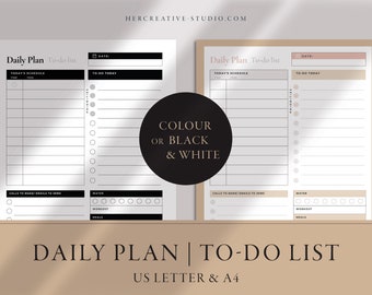 Daily To-do List Printable | Work or Personal Daily Planner PDF | Daily Schedule | Productivity Planner | A4 | Letter | Instant Download