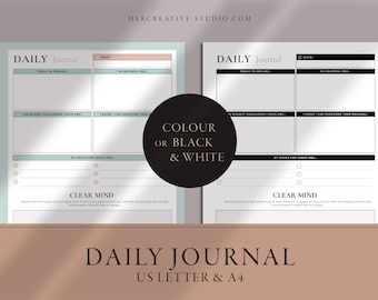 Daily Journal Printable | Daily Grateful Journal | Clear Mind Journal PDF | Productivity Planner | Daily Goal | Instant Download