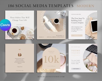 168 Social Media Templates | Canva Templates | Post and Stories Template | Stock Images | Instagram | Pinterest | Content Creation