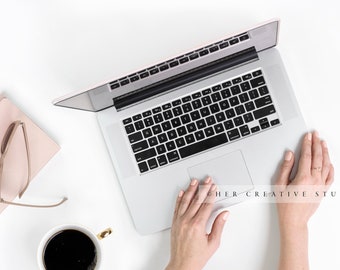 Styled Stock Photograph | Laptop with Hands | Digital Photo