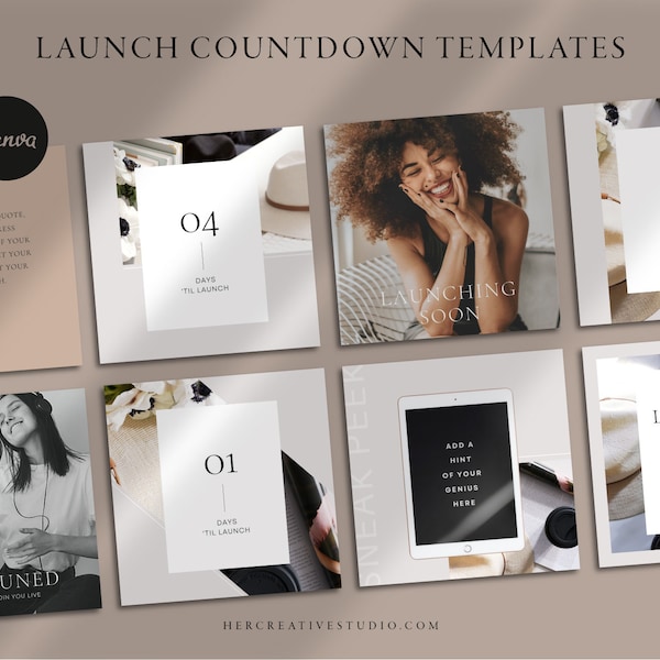 Social Media Launch Countdown Templates | Canva Templates | Instagram Post Template | Neutral Colours | Instant Download