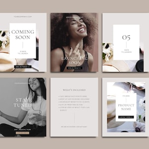 Social Media Launch Countdown Templates | Canva Templates | Instagram Post Template | Neutral Colours | Instant Download