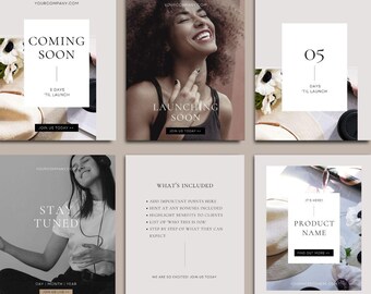 Social Media Launch Countdown Templates | Canva Templates | Instagram Post Template | Neutral Colours | Instant Download