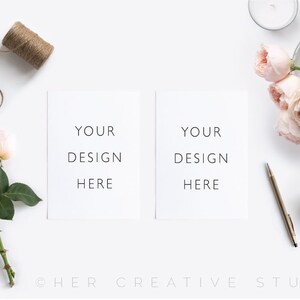 Card Mockup Styled Stock Photo: Blush Roses Invitation image 1
