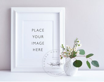 Styled Photography | White Frame and vase with greenery to Display Prints | Product Photography