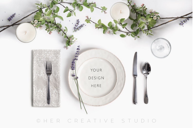 Styled Stock Photography Dinner Plate Mockup for Menu Card