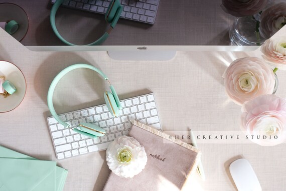Styled Stock Photograph Desk Accessories In Mint Green And Etsy