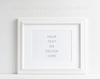 White Landscape Frame Mockup: Styled Stock Photo (Digital Image)