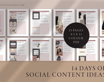 14 Days of Social Media Content Ideas | Social Media Content | Social Media | Instagram | Pinterest | Facebook | Instant Download