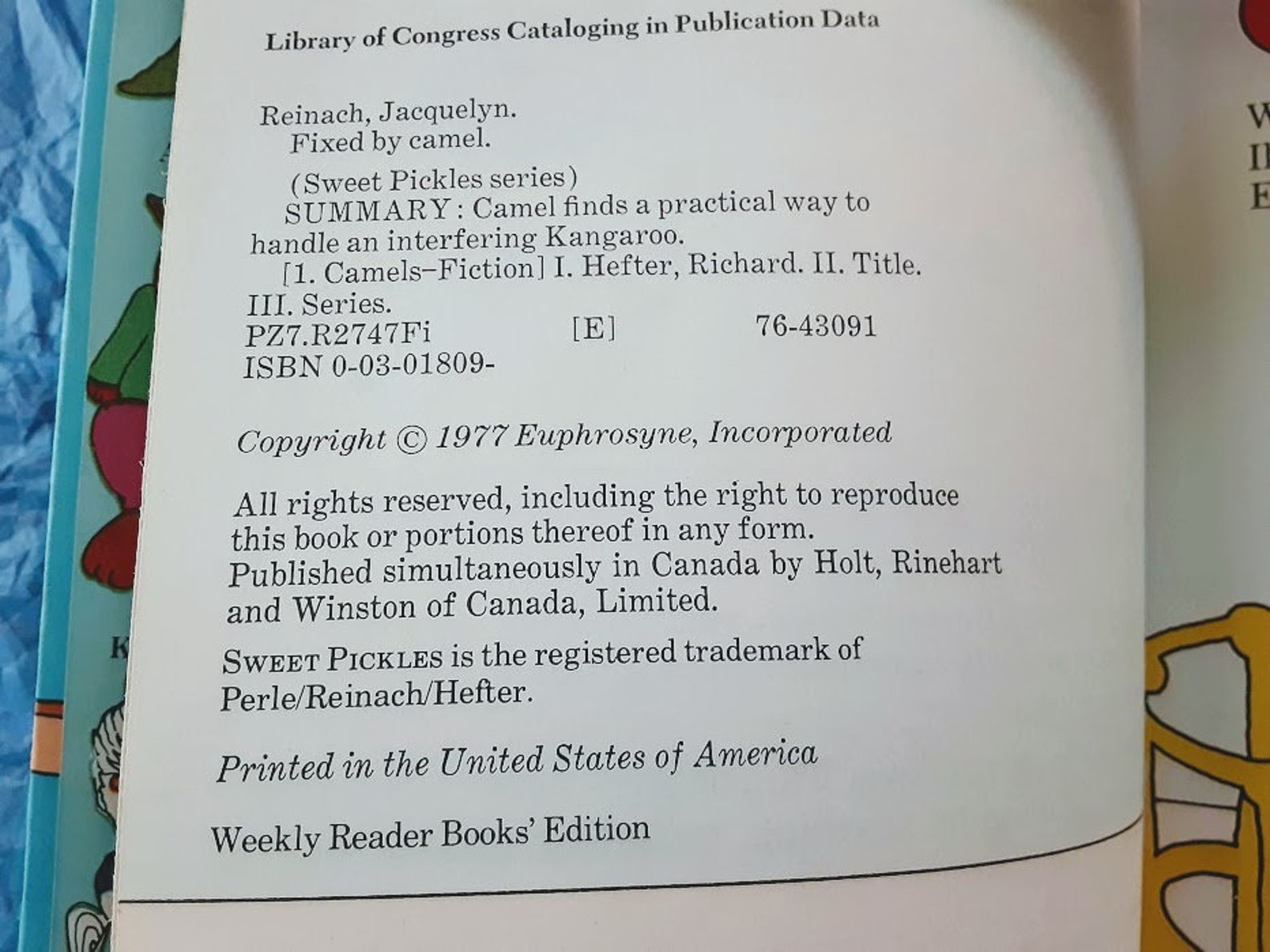 Vintage Sweet Pickles Fixed by Camel 1977 Weekly Reader Book Etsy