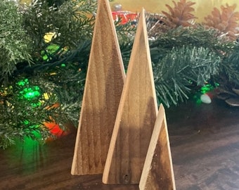 Trio of Small Wood Mountains or Trees, made with Repurposed Pallet wood, perfect for Modern Farmhouse Holiday decoration or gifts.
