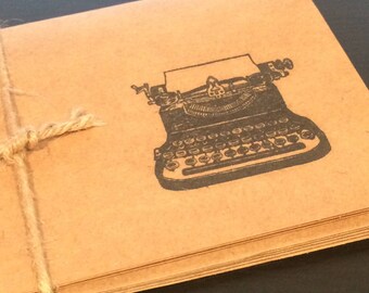 Typewriter Blank Cards, Set of 5 Folded with envelopes, tied with twine and ready to give to teachers, writers, bookworms, readers