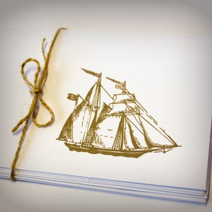 Tarjetas en blanco Clipper Ship, plegadas, juego de 5, regalo para marineros, fanáticos de los piratas, hombres, aficionados a la historia o maestros, con sobres, relleno de medias