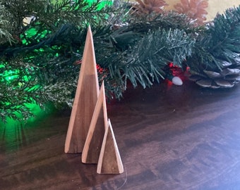 Tiny Wood Triangle Trios, Mountains or Trees, upcycled from wood pallet, hand cut and sanded, cute stocking stuffer, modern farmhouse look