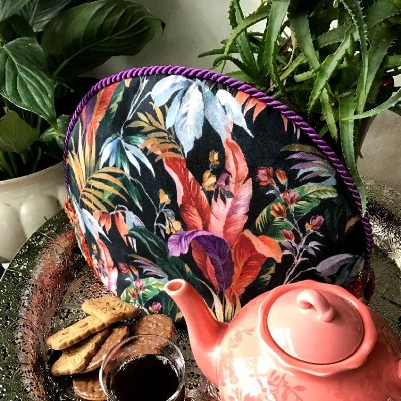 Jungle Tea Cosy With Colourful Stylized Leaves, Trendy Tropical Forest ...