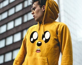 Adventure Time Jake the Dog Pullover Hoodie, Thick Loose Unisex Hoodies, Classic Fit Sweatshirt Winter, Animation Fan, Cartoon Network