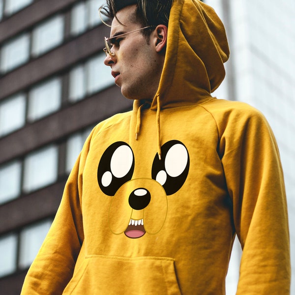 Adventure Time Jake the Dog Pullover Hoodie, Thick Loose Unisex Hoodies, Classic Fit Sweatshirt Winter, Animation Fan, Cartoon Network