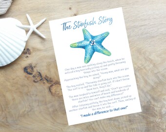 A3 Making a Difference Print // Luxury Satin Beach - Nautical Poster // The Starfish Story // Inspirational Print