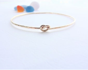 Delicate Gold Filled Bangle with Knot // Gold Tie the Knot,  Wedding, Friendship, Eternity Knotted Bangle // Celtic Shore