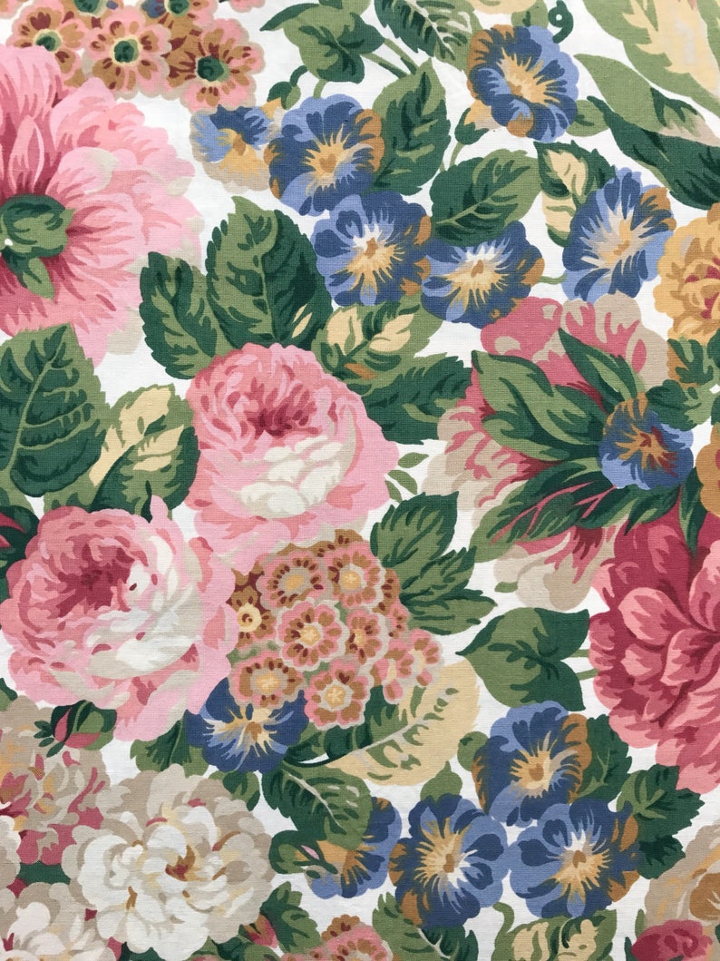 Vintage Sanderson Rose Peony Fabric / Curtain 240cm x 120cm Etsy