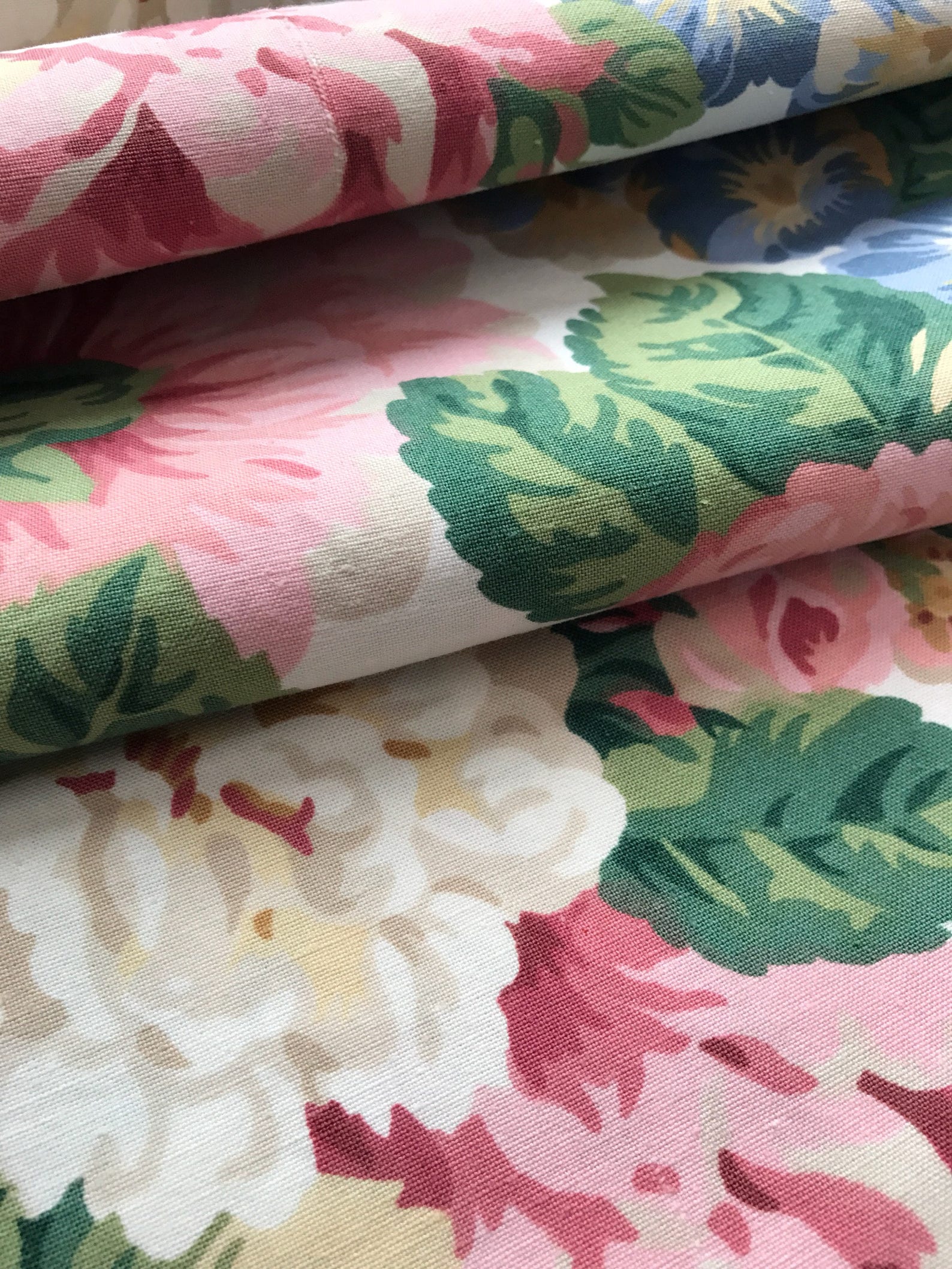 Vintage Sanderson Rose Peony Fabric / Curtain 240cm x 120cm Etsy