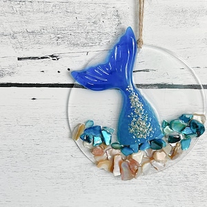 Mermaid Tail Beach Ornament, Beach Ornament, Coastal Tree Ornament, Home Decor Beach, Seashell Home Decor,