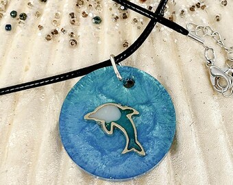 Beachy Dolphin Necklace, Coastal Vibe Jewelry, Seashell Jewelry,