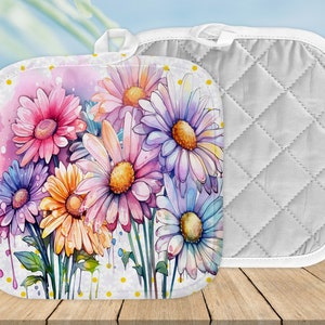 Set of 2 Daisy Pot Holders, Kitchen Pot Holders, Summer Kitchen Decor, Home Decor,