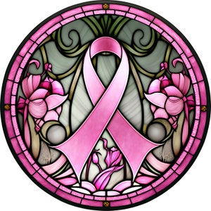 Breast Cancer Awareness Sign, Stained Glass Breast Cancer Awareness, Breast Cancer wreath attachment, Cancer awareness,
