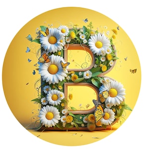 Alphabet Daisy Summer Sign, Monogram Daisy Spring Metal sign, Spring Metal wreath attachment, Spring decoration, Country sign,