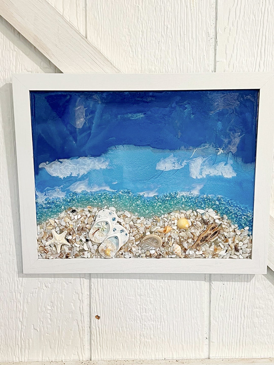 Coastal Beach Flip Flops Wall Art Picture, Beach Home Decor, Coastal ...