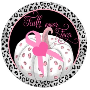 Fall Pumpkin Breast Cancer Awareness Sign, Leopard Print Breast Cancer Awareness,Breast Cancer wreath attachment, Cancer awareness,