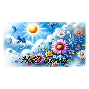 Hello Spring Gerber Daisy Sign, summer sign, wreath attachment, Spring sign, Metal Wreath sign,